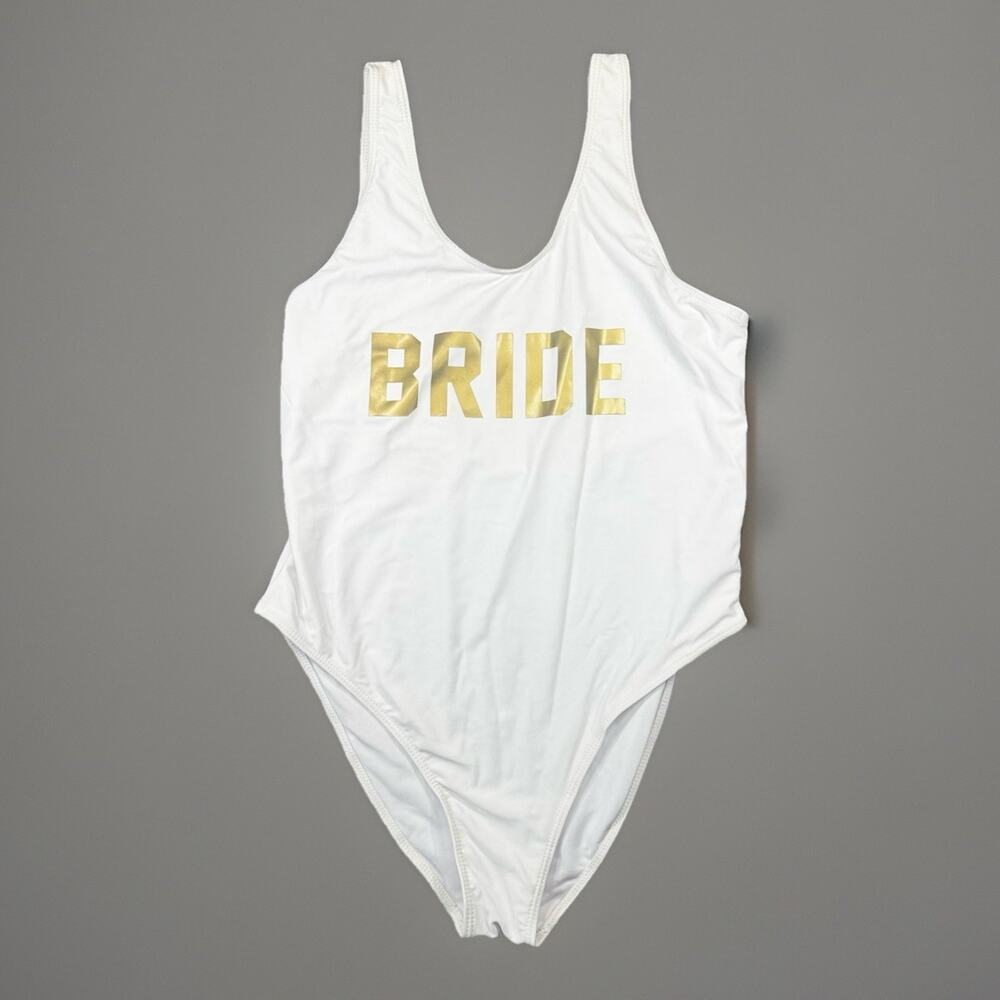 Bride One Piece Swimsuit White Gold Graphic Women's XXL Beach Pool 0979